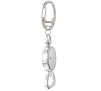POPETPOP Porte-clés Montre Minimaliste en Acier Inoxydable Argenté Design Boucle, Montre Suspendue Pratique pour Étudiants en Soins, Lecture Facile à l'envers