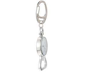 POPETPOP Porte-clés Montre Minimaliste en Acier Inoxydable Argenté Design Boucle, Montre Suspendue Pratique pour Étudiants en Soins, Lecture Facile à l'envers