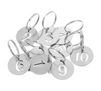 POPETPOP Porte-Clés Numérotés en Acier Inoxydable Rondes, Lot de 10 Plaques Ajourées, Étiquettes Métalliques pour Clés de Dortoir et Organisation