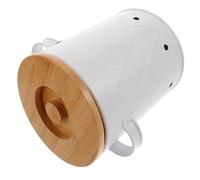POPETPOP Porte-oignons en Acier Carbone avec Couvercle en Bambou, Bac de Rangement pour Légumes à Grosse Capacité, Matériau Respirant pour Conservation Fraîche des Pommes de Terre Cuisine