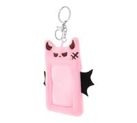 POPETPOP Porte-Photocard en Peluche Mignonne Ailes de Démon Porte-Clés Multifonction pour Étudiants et Fans Couleur Rose Taille Compacte pour Usage Quotidien