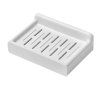 POPETPOP Porte-savonnette Mural Blanc sans Perçage Bec Verseur Auto-drainant en Abs, Accessoire Pratique et Élégant pour Salle de Bain Près de L'évier