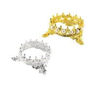 POPETPOP Porte-stylo pour Nail Art 2 Pcs Couronne Perles Alliage Doré et Argenté Support de Rangement Manucure Professionnel Salon Usage Personnel