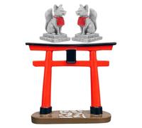 POPETPOP Porte Torii Shinto Japonaise Et Sanctuaire Inari Ensemble De Figurines De Renard Sacré Statue D'aquarium Asiatique Miniature Porte Torii Décor D'aquarium Pont Accessoires De
