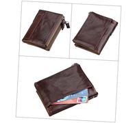 POPETPOP Portefeuille en Cuir Véritable pour Homme à Fermeture Éclair, Blocage RFID Anti-piratage, Format Court Compact, Maroquinerie Masculine, Usage Quotidien et Sécurisé, Coloris Rouge