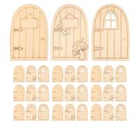 POPETPOP Portes de Maison de poupée 45 pièces : Portes de fée Miniatures - Projets de Bricolage de Jardin en Bois - Petites fenêtres Non peintes pour Maisons de fées, Maisons de poupées et
