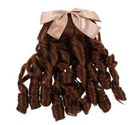 POPETPOP Postiche Queue de Cheval Rétro pour Performance et Cosplay en Soie Haute Température Marron, Ajout de Volume et Tenue Solide pour Femmes et Filles Élégantes