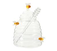 POPETPOP Pot à Miel Verre Transparent avec Bâtonnet Mélangeur Distributeur de Miel Pratique pour Cuisine Pot de Stockage Multifonction pour Sirop et Condiments Lot