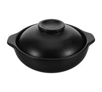 POPETPOP Pot en Terre Cuite Coréen 900ml avec Couvercle, Casserole en Céramique Résistante la Chaleur Compatible Feu Direct, pour Cuisiner des Soupes Cuisine