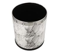 POPETPOP Poubelle à Motif Marbre Blanc Rayé Plastique Double Couche PU 225X260 MM Corbeille à Déchets Polyvalente Cuisine Salle de Bain et Bureau Facile à Nettoyer Stable et