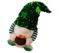 POPETPOP Poupée GNOME Saint-Patrick Chapeau Pailleté Trèfle, Décoration Lumineuse sans Pile, Ornement Festif pour Fête et Décoration Intérieure, Peluche Douce et Figurine pour Ambiance