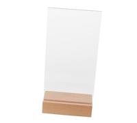 POPETPOP Présentoir Menu Table Bois et Acrylique Porte-affiche Transparent Incliné Format Support Multi-usage pour Restaurant et Bureau