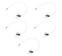 POPETPOP Recharge 5 Pièces pour Baguette de Jeu Chat de Mouche Réaliste Accessoire Léger et Solide Interactif pour Poursuite et Stimulation de L’Instinct de Chasse des Chats en Intérieur