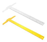 POPETPOP Règle de Mesure de T 30 CM Double Échelle, Plastique Rigide Transparent et Orange, 2 Unités, Outil Précis pour Travaux de Menuiserie et Géométrie