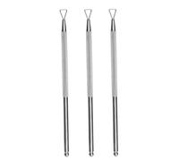 POPETPOP Repousse-cuticules Inox 3 Pièces Cuillère Incurvée et Grattoir Double Face, Outil Professionnel pour Soins des Ongles, Manucure et Retrait Vernis Gel, Usage Salon et Maison