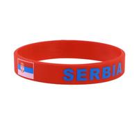 POPETPOP Rouge Bracelet de Pays Motif Drapeau en Silicone, 6 Pièces | Confortable à Porter, Matière Silicone, pour Jeux et Rencontres, Style Fan Sport, Couleur Rouge