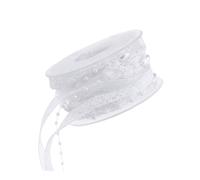 POPETPOP Ruban Dentelle Blanc 10 MM X 5 M Rouleau de Ruban Polyester Lisse pour Décoration Mariage Emballage Présent Artisanat Fête et Bricolage Créatif