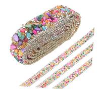 POPETPOP Ruban Strass Découpable pour Costume Bande Décorative Multi Usage avec Strass Colorés et Blancs Accessoire pour Vêtements Sacs et Bricolage