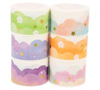 POPETPOP Rubans Adhésifs Washi Décoratifs 6 Pcs Papier Motifs Nuages et Nature, Adaptés Scrapbooking, Journaux et Bricolage Créatif Artisanal