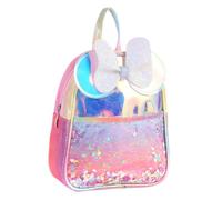 POPETPOP Sac à Dos Scolaire à Nœud avec Sequins Holographiques Arc-en-ciel pour Fille, en Cuir Synthétique et Polyester, Respirant, Ergonomique, pour Filles et Petites Couleur Aléatoire