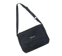 POPETPOP Sac Bandoulière Femme Tissu Jean Rétro Sac Porte-épaule Décontracté et Spacieux pour Voyages Shopping et Usage Quotidien Noir