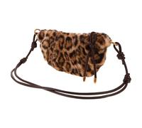 POPETPOP Sac Bandoulière Léopard Peluche pour Femme Sac Croissant Doux avec Sangle Ajustable Automne-hiver