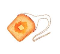 POPETPOP Sac Bandoulière Mini Chaîne Forme de Toast Sac Bandoulière Chaîne Confortable et Tissu Mode Beurre et Compartiment pour Téléphone et Clés