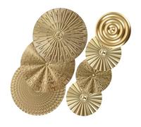 POPETPOP Sculpture Murale Décorative En Métal Doré Circulaire 3 Pièces, Design Moderne Robuste, Pour Décoration Murale De Salon Chambre Bureau, Ensemble D’art Mural Intérieur Polyvalent