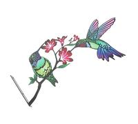 POPETPOP Sculpture Murale Oiseaux en Métal sur Branche pour Jardin et Salon, Piquet Décoratif Fer Noir, Décoration Extérieure Patrimoniale, Tuteur Arbre Design Rustique Naturel, Art Mural