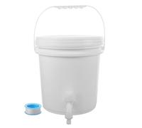 POPETPOP Seau à Eau de Camping 10L en Plastique Épais Blanc avec Robinet et Bande PTFE Récipient Portable pour Stockage Extérieur Accessoire Pratique pour Voyage et Activités en Plein
