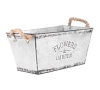 POPETPOP Seau à fleurs en fer avec poignée en corde de chanvre 24 x 12 x 11 cm Panier de fleurs pour fleurs séchées et fleurs fraîches Jardin, balcon, intérieur