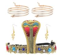 POPETPOP Serrage-Tête Halloween Motif Serpent Bandeau Décoratif et Bracelet Serpent en Métal Léger Set de 4 Pièces pour Cosplay et Accessoires de Fête Déguisement Égypte Ancienne