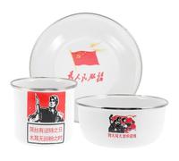 POPETPOP Service Vaisselle Complet en Émail 1 Set Comprenant Bol de 300ml, Assiette et Tasse, Design Simple, Finition Soignée, pour Maison et Restaurant