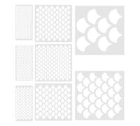 POPETPOP Set de 8 Pochoirs Réutilisables Motif Écailles de Poisson en Pet Léger Texture Réaliste pour Peinture Artisanale et Travaux sur Bois