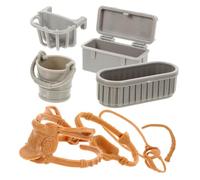 POPETPOP Set De Accessoires Miniatures De Ferme Décorations Réalistes pour Garçon Fille Et Loisirs DIY Modèle Paysage Micro-Ranch avec Selle Mangeoire Et Seau Kit De Jeu Éducatif