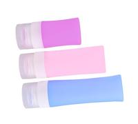 POPETPOP Set de Bouteilles de Voyage 3 Flacons Cosmétiques Rechargeables en Silicagel Résistantes la Chaleur, Économisant L'espace pour Sorties et Voyages