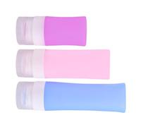 POPETPOP Set de Bouteilles de Voyage Silicagel Kit Compact Rose Bleu avec Sac PVC Bouteilles Fuite pour Produits de Beauté Voyage Avion Toilettes et Plus