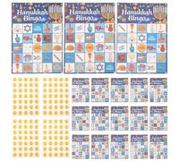POPETPOP Set de Cartes de Bingo Hanukkah pour Fête Accessoires de Jeu Chanukah Cartes Thème Ménorah Jeu Familial et Décoratif pour Âges Variés