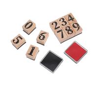 POPETPOP Set de Encreurs Chiffres Bois avec Encreurs Rouge et Noir pour Loisirs Créatifs DIY Scrapbooking Fabrication de Cartes Journaling et Activités Éducatives