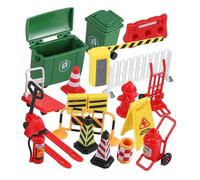 POPETPOP Set de Mini Panneau Signalisation et Modèle Barrage Routier Simulation Éducatif pour Garçon Fille Apprentissage Circulation et Jeu Interactif