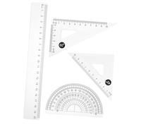 POPETPOP Set de Règle Géométrique Transparente Équerre Rapporteur et Règle Droite pour Dessin Mathématiques Outil Scolaire pour Élèves et Bureau
