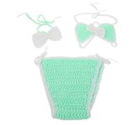 POPETPOP Set Maillot de Bain Garçon Fille Fille Crochet Vert Ensemble Photoshoot Bikini et Robe de Plage Confortable pour Photographie Infantile et Sorties