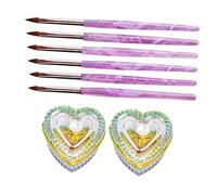 POPETPOP Set Nail Art 2 Gobelets En Verre Cristal Couvercles 6 Stylos Peinture Ongles à Motifs Vagues En Acrylique Pour Manucure Professionnelle Et Usage Maison