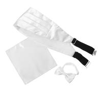 POPETPOP Set Nœud Homme Blanc Satin Face, 1 Ensemble Élégant