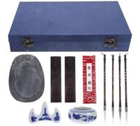 POPETPOP Set Portable de Pinceau à Encre en Bois Léger pour Calligraphie et Peinture, Pierre à Encre Incluse, pour Pratique Artistique