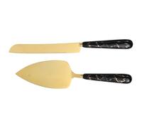 POPETPOP Set Ustensiles Cuisine Acier Inoxydable avec Couteau et Spatule Pâtisserie pour Découpe et Service Gâteau Poignée Céramique Antidérapante Usage Maison et Professionnel