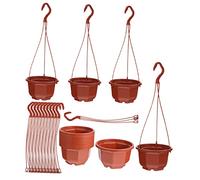 POPETPOP Sets de Pots de Fleurs Suspendus avec Crochets en Plastique Lot de 15 Jardinières Café pour Patio et Maison