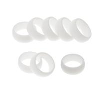 POPETPOP Silicone Bague Simple pour Homme Blanche, 8 Pièces Anneau Sport | Silicone Souple, Confortable et Respirant, Limite la Transpiration, Usage Activités et Salle de Sport