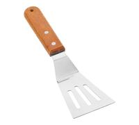POPETPOP Spatule Ajourée en Acier Inoxydable à Poignée Bois, Mini Spatule Multifonction pour Plancha, Barbecue, Cuisson la Poêle, Ustensile la Cuisine Professionnel