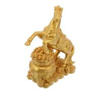 POPETPOP Statue de Cheval Zodiacale en Résine Dorée, Grosse Taille 18 Cm, Décoration Feng Shui pour Maison et Bureau, Figurine Chinoise Symbole de Prospérité et Richesse, Ornement